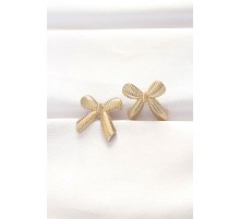 Pirinç Gold Renk Fiyonk Küpe
