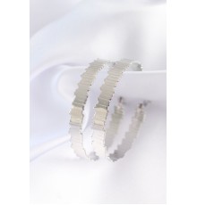 Pirinç Gümüş Renk Tırtıklı Halka Küpe