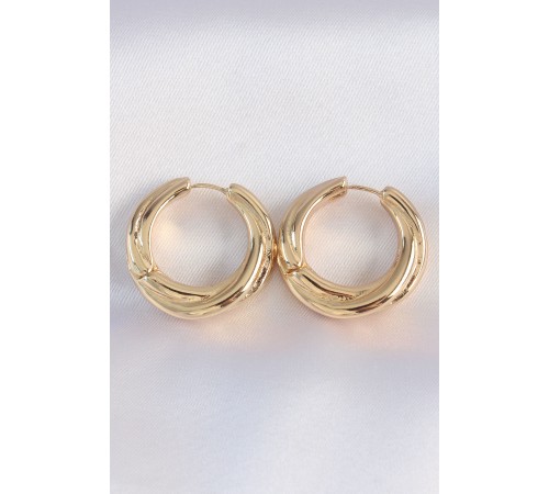 Pirinç Gold Renk Asimetrik Kıvrım Küpe