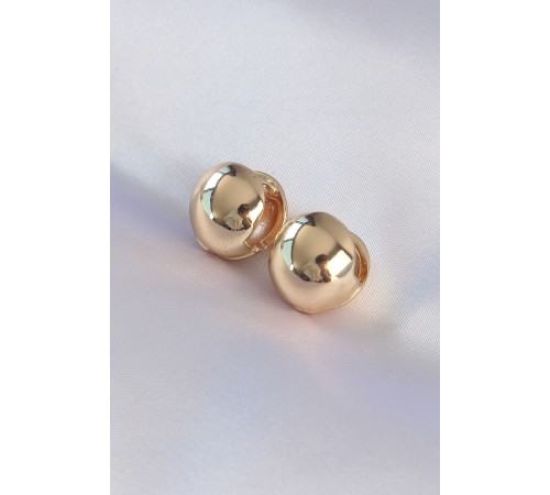 Pirinç Gold Renk İçi Boş Minimal Topçuk Küpe