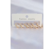 Pirinç Gold Renk Kalp Model Küpe Seti