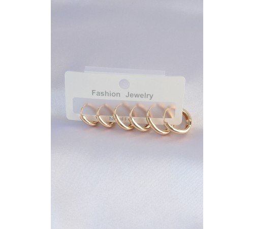 Pirinç Gold Renk Oval Küpe Seti