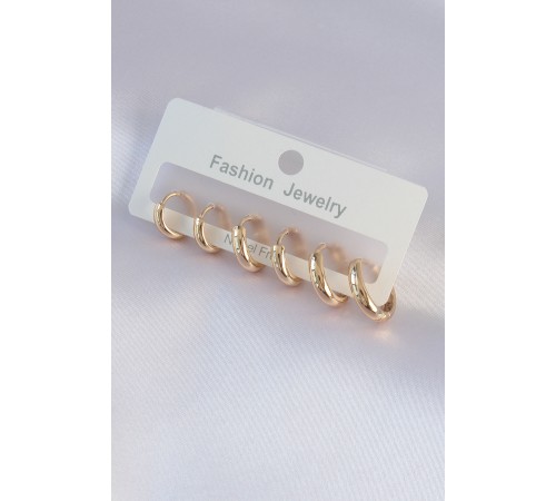 Pirinç Gold Renk Oval Küpe Seti