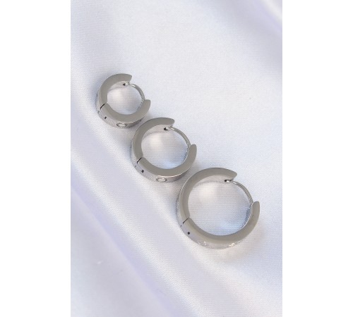 316L Çelik Gümüş Renk Model 3lü Halka Küpe