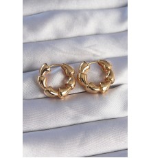 Pirinç Gold Renk Damla Kıvrım Tasarımlı Halka Küpe