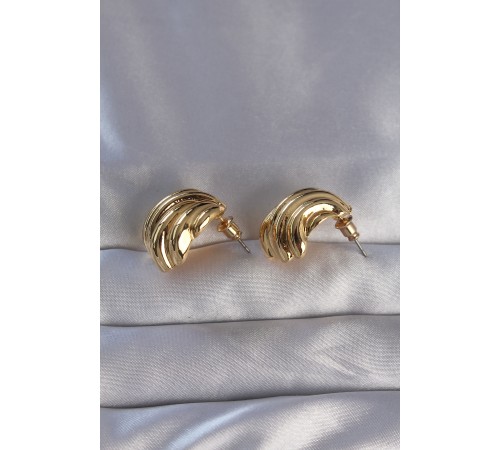 Pirinç Gold Renk Tırtıklı Bombe Model Küpe