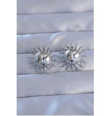 316L Çelik Gümüş Renk Güneş Model Küpe