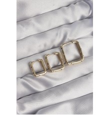 Pirinç Gold Renk Renkli Zirkon Taşlı Kare Model Küpe Seti