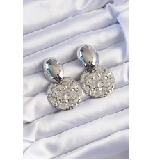 Pirinç Gümüş Renk Oval Ezme Plaka Küpe