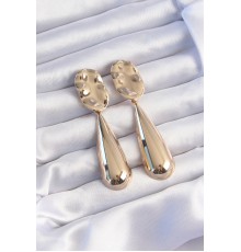 Pirinç Gold Renk Uzun Bombeli Ezme Plaka Küpe