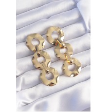 Pirinç Gold Renk Oval Ayna Model Sallantılı Küpe