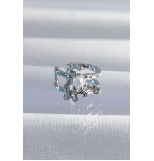 Pirinç Gümüş Renk İncili Ahtapot Earcuff Küpe