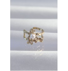 Pirinç Gold Renk İncili Ahtapot Earcuff Küpe