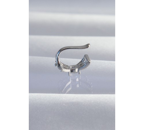 Pirinç Gümüş Renk Zirkon Taş Kaplama Earcuff Küpe