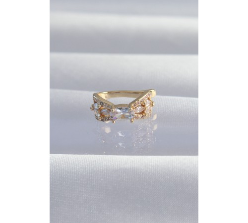 Pirinç Gold Renk Zirkon Taş Kaplama Earcuff Küpe