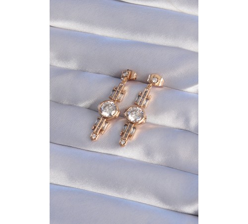 XUPİNG Rose Renk Zirkon Taşlı Geometrik Sallantılı Küpe