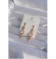 XUPİNG Rose Renk Zirkon Taşlı Geometrik Sallantılı Küpe