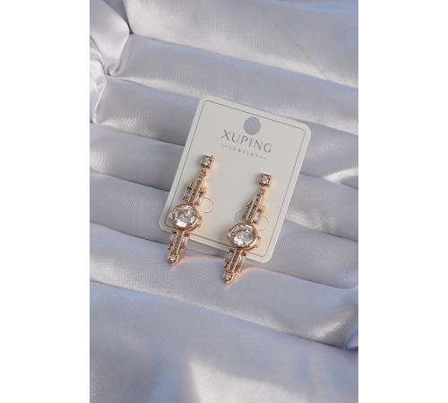 XUPİNG Rose Renk Zirkon Taşlı Geometrik Sallantılı Küpe