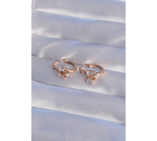 XUPİNG Rose Renk Zirkon Taşlı Halka Küpe