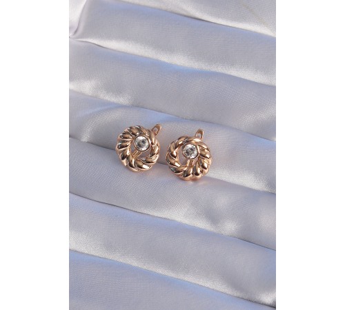 XUPİNG Rose Renk Oval Zirkon Taşlı Burgu Model Küpe