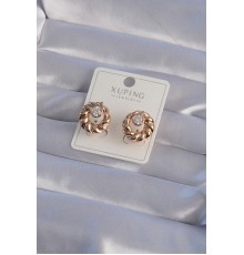 XUPİNG Rose Renk Oval Zirkon Taşlı Burgu Model Küpe