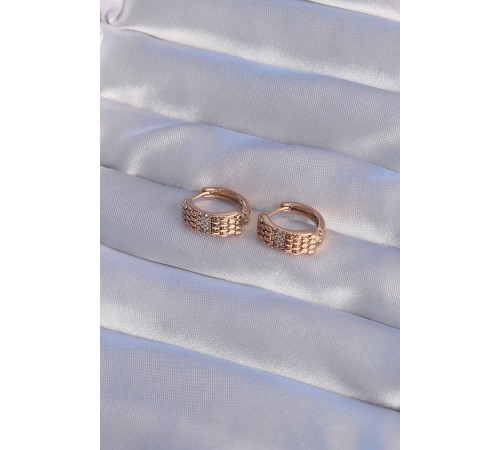 XUPİNG Rose Renk Zirkon Taşlı İşlemeli Halka Küpe