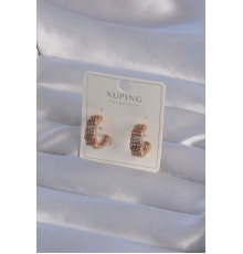 XUPİNG Rose Renk Zirkon Taşlı İşlemeli Halka Küpe