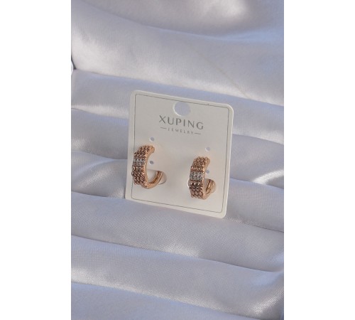 XUPİNG Rose Renk Zirkon Taşlı İşlemeli Halka Küpe