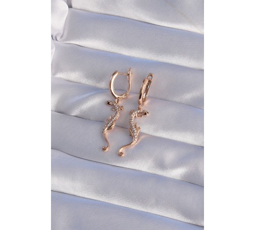 XUPİNG Rose Renk Zirkon Taşlı Kertenkele Model Halka Küpe