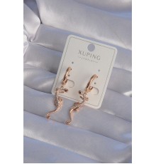 XUPİNG Rose Renk Zirkon Taşlı Kertenkele Model Halka Küpe