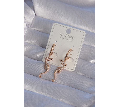 XUPİNG Rose Renk Zirkon Taşlı Kertenkele Model Halka Küpe