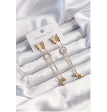 316L Çelik Altın Renk Sallantılı Düğüm Model Kelebek Küpe