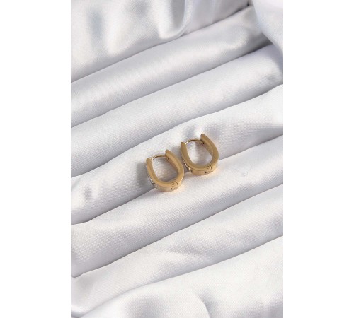 316L Çelik Altın Renk Zirkon Taşlı Halka Model Küpe