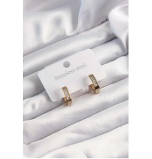 316L Çelik Altın Renk Zirkon Taşlı Halka Model Küpe