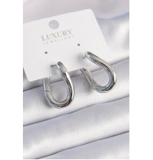 Pirinç Gümüş Renk Halka Model Kadın Küpe