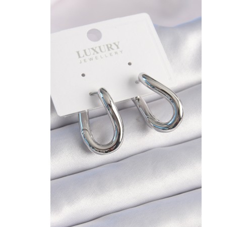 Pirinç Gümüş Renk Halka Model Kadın Küpe