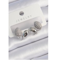 Pirinç Gümüş Renk Zirkon Taşlı Kadın Küpe