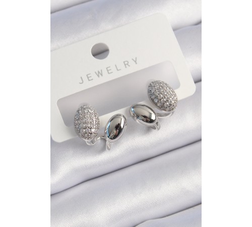 Pirinç Gümüş Renk Zirkon Taşlı Kadın Küpe