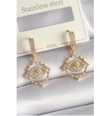 Pirinç Gold Renk Zirkon Taşlı Göz Model Kadın Küpe