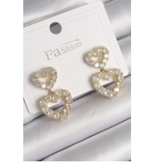 Pirinç Gold Renk Zirkon Taşlı Sallantı Kalp Model Kadın Küpe