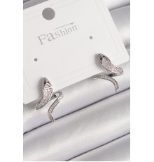 Pirinç Gümüş Renk Zirkon Taşlı Yılan Model Kadın Küpe