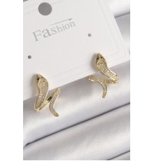Pirinç Gold Renk Zirkon Taşlı Yılan Model Kadın Küpe