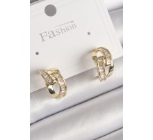 Pirinç Gold Renk Zirkon Taşlı Zincir Model Kadın Küpe