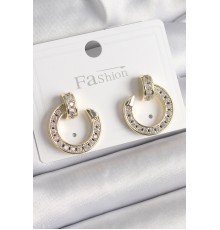 Pirinç Gold Renk Zirkon Taşlı Çivi Halka Model Kadın Küpe