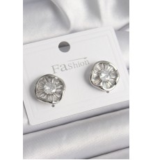 Pirinç Gümüş Renk Zirkon Taşlı Yonca Model Kadın Küpe