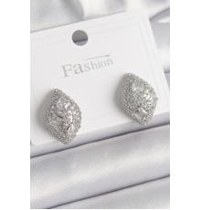 Pirinç Gümüş Renk Zirkon Taş İşlemeli Damla Model Kadın Küpe