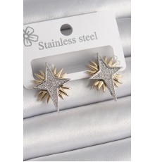Pirinç Gold Gümüş Renk Zirkon Taşlı Kutup Yılıdız Model Kadın Küpe