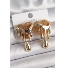 Pirinç Gold Renk Krem Sedefli Akan Kalp Model Kadın Küpe