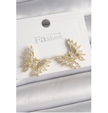 Pirinç Gold Renk Zirkon Taşlı Kelebek Model Kadın Küpe