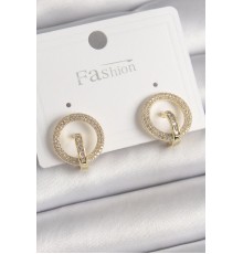 Pirinç Gold Renk Zirkon Taşlı Halka Model Kadın Küpe